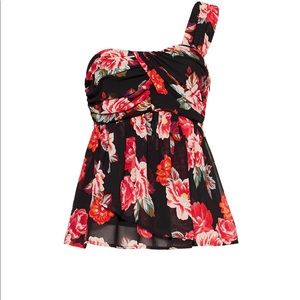 ASTR one-shoulder top in floral print.
